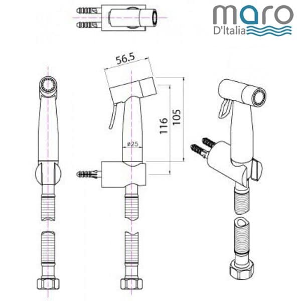 technische tekening bidetdouche