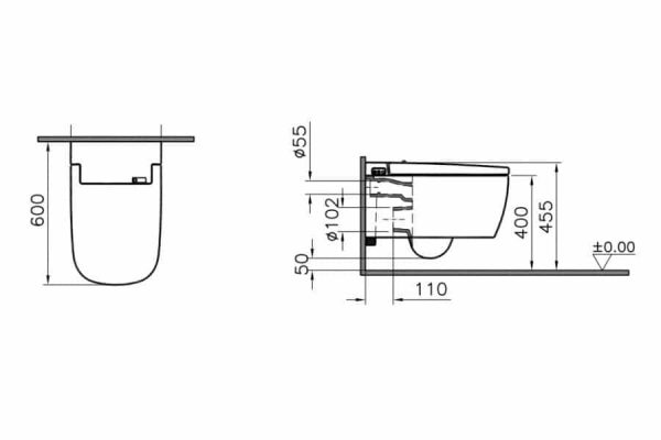 Vitra V-Care technische tekening