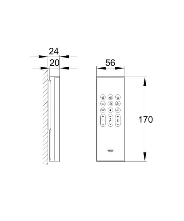 Technische_tekening_GROHE_Sensia_Arena_afstandsbediening_14926002