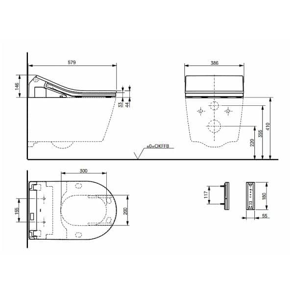 TOTO_Washlet_RX-Afmetingen