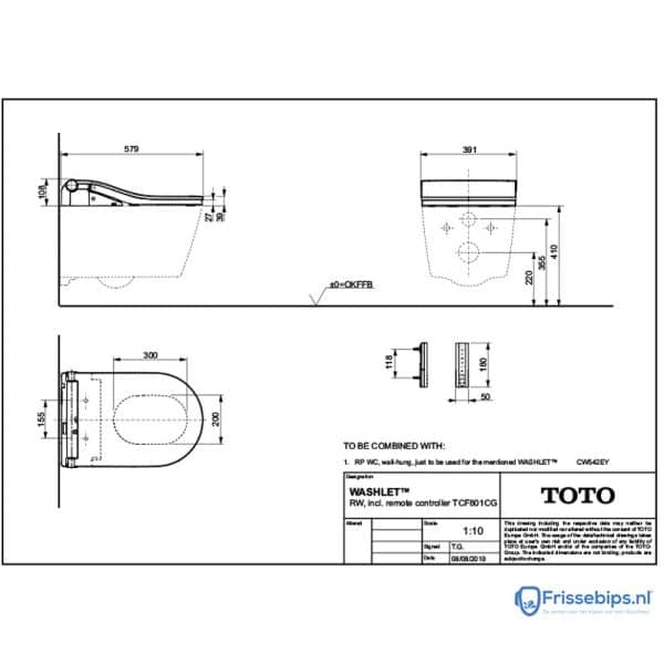 TOTO-Washlet-RW-Technische-Tekening